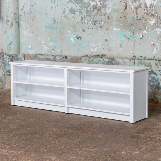 Lowboard TV cabinet | Lundia Original | Signal white solid wood, side view empty